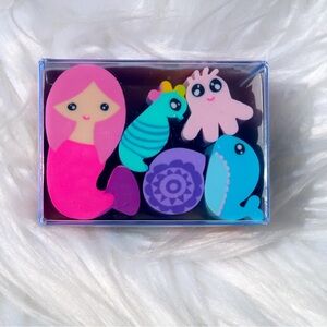 Kawaii Mermaid & Sea Animal Chunky Eraser Set Back to School Supplies for Kids